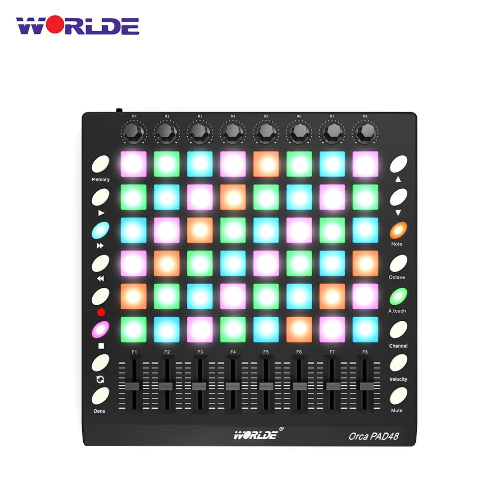 Worlde midi controlador novo prateleiras 48/64 midi tambor almofada controlador usb com backlight slider instrumentos musicais eletrônicos - Image 1