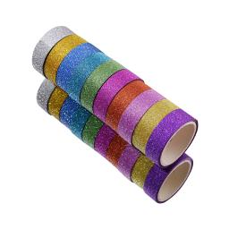 Glitter Washi Tape Papelaria, Fitas Adesivas Decorativas, Fita Adesiva DIY Cor, Scrapbooking, Material Escolar, 10Pcs - Image 4