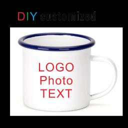 Caneca personalizada do esmalte com foto e texto do LOGOTIPO, caneca com cópia da sublimação, escritório, casa, copos de água engraçados, pequeno-almoço, leite, café, presente do chá, 350ml - Image 1