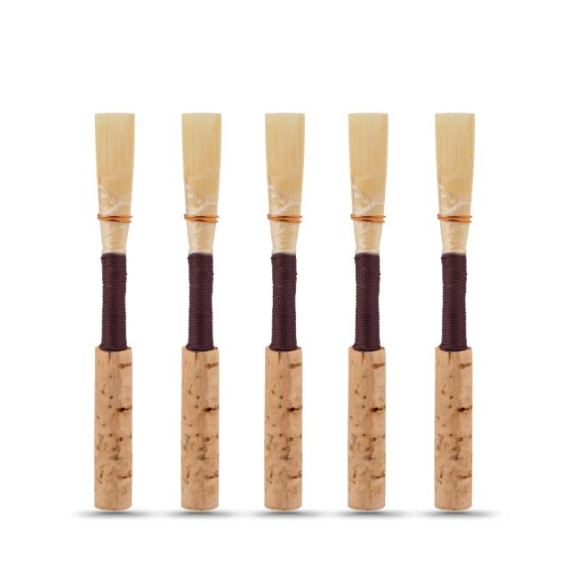 Conjunto de 5 Reeds de Oboé Artesanais em Cortiça - Médio-Macio, 5 Cores Disponíveis e Qualidade Superior com Listras de Bambu