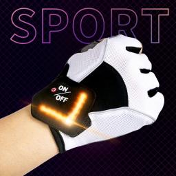 Anti-Slip Intelligent Gel Ciclismo Luvas, LED Turn Signal, metade do dedo, bicicleta, equitação, ao ar livre, MTB, bicicleta - Image 1