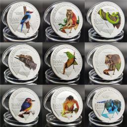 Muito bonito gâmbia natural tesouros animais selvagens moeda de prata macaco flycatcher pássaro áfrica commemoarative moedas presentes - Image 1