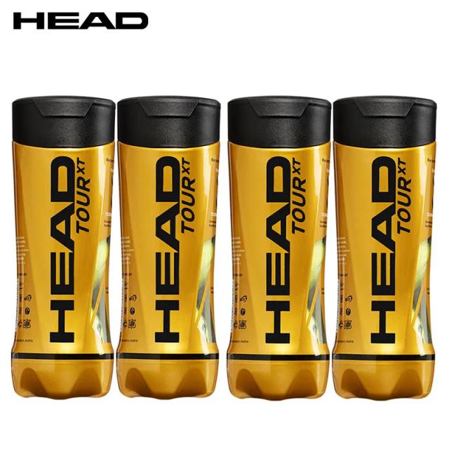 Competição de Tênis ao Ar Livre: Conjunto com 3 Bolas Head Tour Golden XT e Resistência Elástica em Tubo