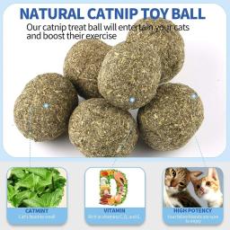 Catnip bolas de brinquedo natural catnip bolas para gatos lambendo gato perseguindo atividade bola grama bola pet gatinhos brinquedos suprimentos - Image 1