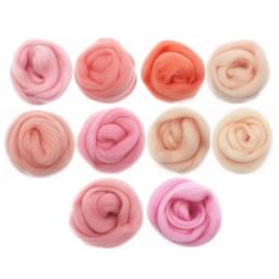 Fibra de lã para artesanato DIY, flor, brinquedo animal, feltragem de lã, artesanal, ferramenta girando, feltro material, Natal, rosa série, 10g, 50g, 100g - Image 1