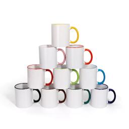 Sublimação Em Branco Caneca De Cerâmica, Coração De Cor, Copos De Alça Redonda, Presente Criativo, DIY, Personalizar A Imagem Do Logotipo - Image 1