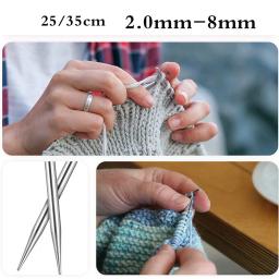 Agulhas de tricô de aço inoxidável para camisola, conjuntos de gancho de crochê reto, 22PCs, 2mm-8mm, 25 cm, 35cm - Image 6