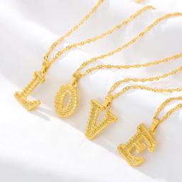 Colar com pingente letra inicial para homens e mulheres, banhado a ouro 18k, corrente de ondas d'água, 26 letras - Image 4