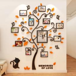 3d acrílico espelho adesivos de parede diy moldura da foto sala arte decoração para casa família foto árvore adesivos de parede - Image 3