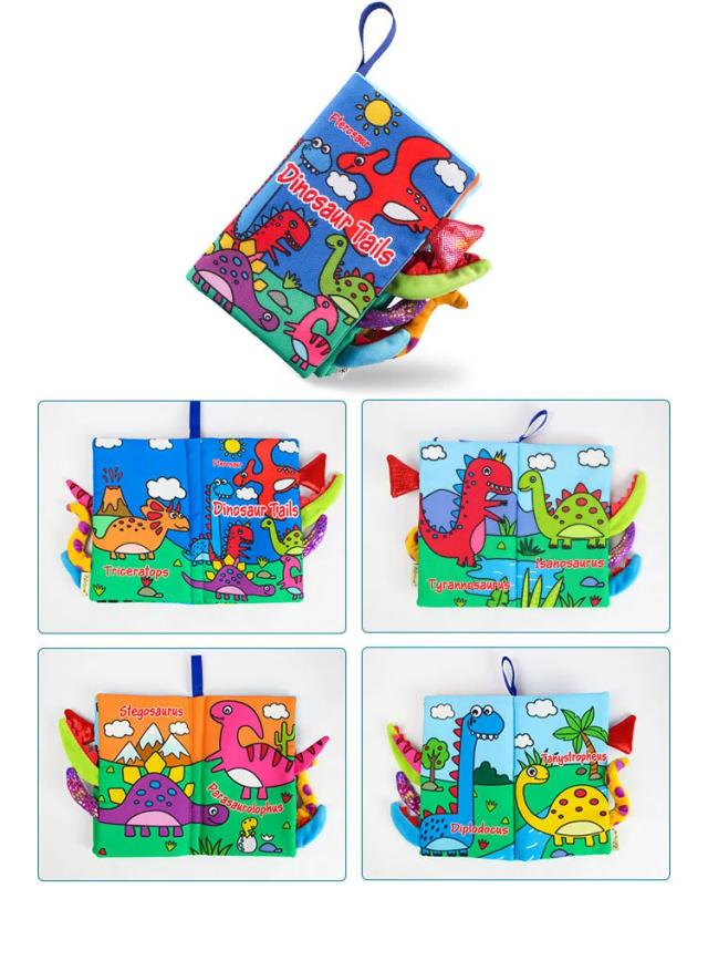 Livro de Pano Sensorial para Bebês Caudas Interativas 0-12 Meses