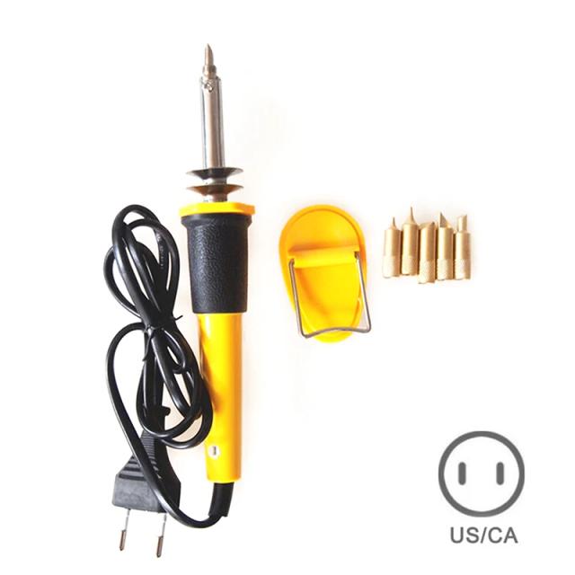 Conjunto de Canetas Elétricas para Pirógrafo em Couro e Madeira com 5 Pontas e Suporte - 7 Peças para Artesanato e Escultura