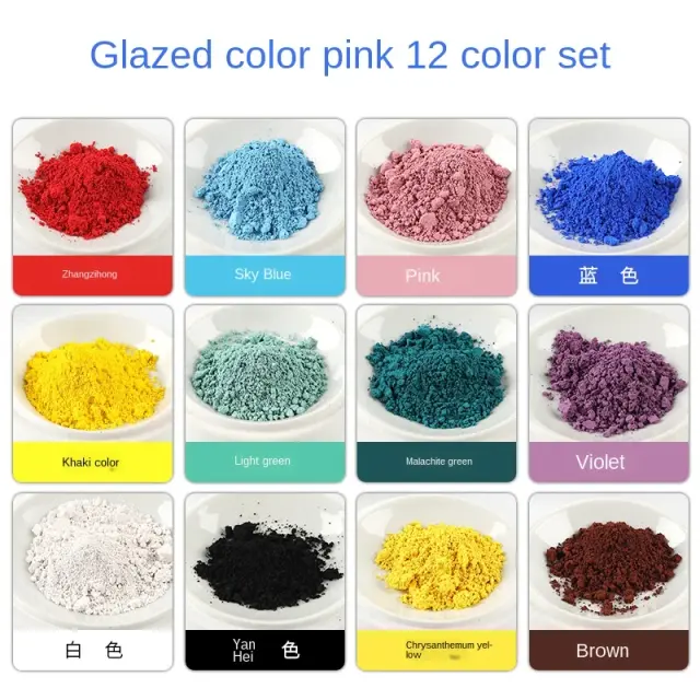 Pó de Pigmento de Cerâmica em 12 Cores para Esmalte e Pintura Artística DIY
