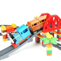 Blocos de construção de tamanho grande para crianças, Conjuntos de trem compatíveis DIY Railway Track Assemble, Brinquedos interativos de tijolos educativos - Image 5