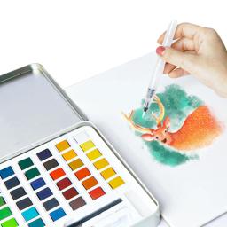 Aibelle-conjunto de pintura aquarela sólida portátil, 36/48 cores, estojo de ferro, cor sólida, com pigmentos, material para arte, aquarela - Image 3
