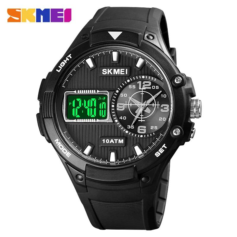 SKMEI-impermeável nadar esportes relógios para homens, relógios de pulso militares, 3 tempo cronômetro, despertador relógio digital, 100m - Image 1