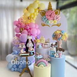 Kit de arco-íris para decoração de festas, conjunto de balões para pasta, macaron, princesa, chá de bebê, crianças, unicórnio, festa de aniversário, guirlanda com 133 peças - Image 1