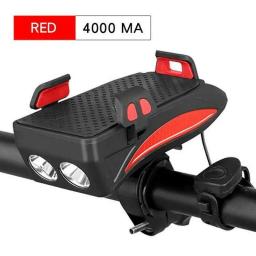 Suporte de celular para bicicleta, lâmpada multifuncional de led com carregamento solar usb para bicicleta, lâmpada com bateria frontal de 4000mah - Image 6