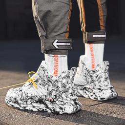 Tênis leves para homens, tênis esportivos amarelos, ginásio de treinamento, base alta, número grande, E-574 - Image 3