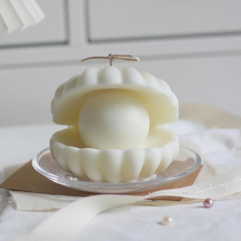 Molde de vela de silicone em forma de pérola, 3d aromaterapia concha sabão bolo confeitaria artesanal arte artesanato ferramentas de decoração - Image 1