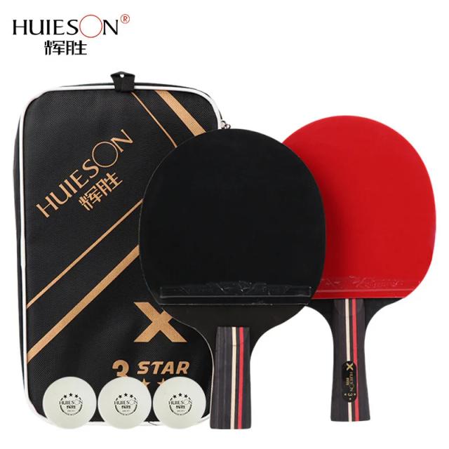 Conjunto Huieson de Raquetes de Tênis de Mesa com Saco - 2 Raquetes 3 Estrelas e Espinhos Duplos para Ping Pong