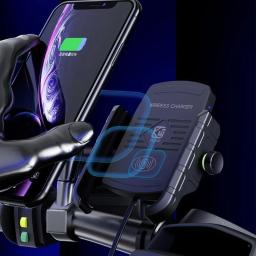Suporte de celular para motocicleta com qc 3.0, carregador usb sem fio, para iphone 12 11 x samsung com gps - Image 2