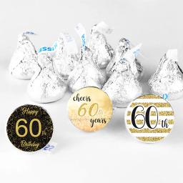 Adesivos De Festa De Aniversário De Ouro, Etiquetas De Selo, Celebração Adulto, 60 ° Aniversário - Image 1