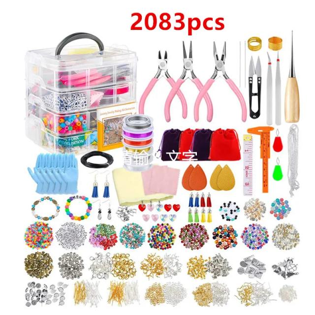 Kit Completo de Joias de Luxo com 2083 Peças: Contas, Amuletos, Miçangas e Materiais para Criação de Colares, Pulseiras e Brincos