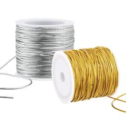 20 metros/rolo ouro prata cabo elástico redondo alta elástica metálico enfeites corda para o natal diy embalagem artesanato roupas tag - Image 1