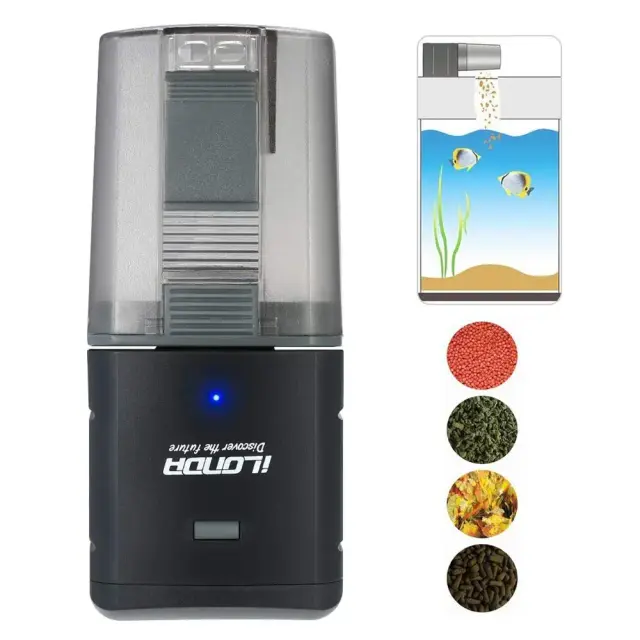 Aquário de 175ml com Alimentador Automático Programável para Peixes - Ideal para Finais de Semana e Feriados com 2 Dispensadores de Ração