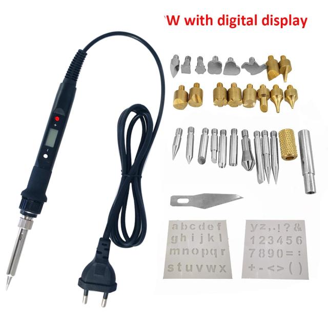 Ferro de Solda Elétrica para Escultura e Pirografia com Temperatura Ajustável 60W e 80W para Queima de Madeira e Gravação