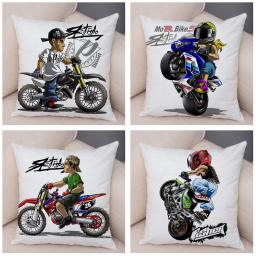 Capa de almofada da motocicleta dos desenhos animados decoração esportes radicais fronha macio pelúcia móvel bicicleta travesseiro para o sofá casa crianças quarto - Image 6