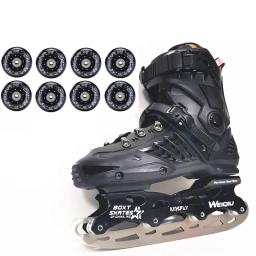 Ouro preto moda estudante patins inline sapatos de rolo com led brilho roda luz gelo lâmina inverno neve patinação meninos meninas - Image 6