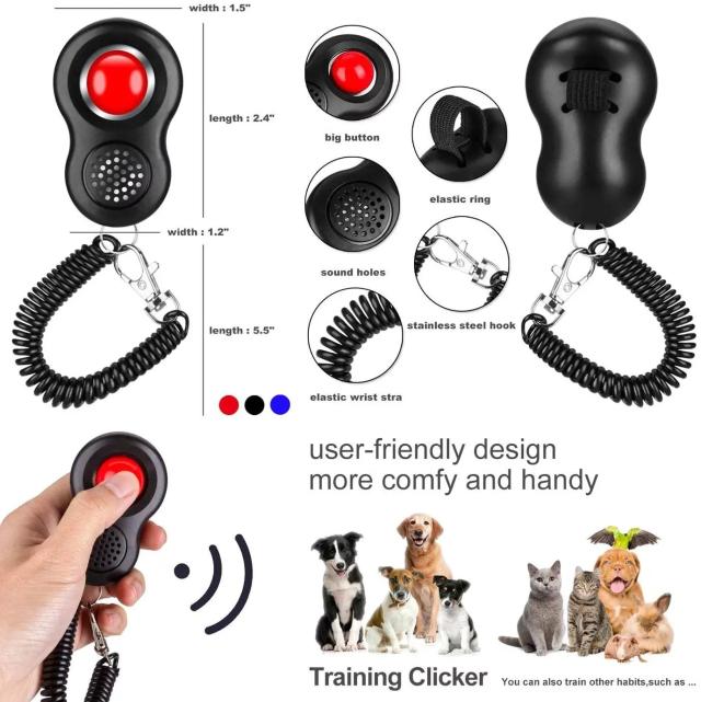 Treinamento Científico e Humanizado para Cães e Gatos com Clicker: Conjunto Profissional com Pulseira e Loop para Dedos