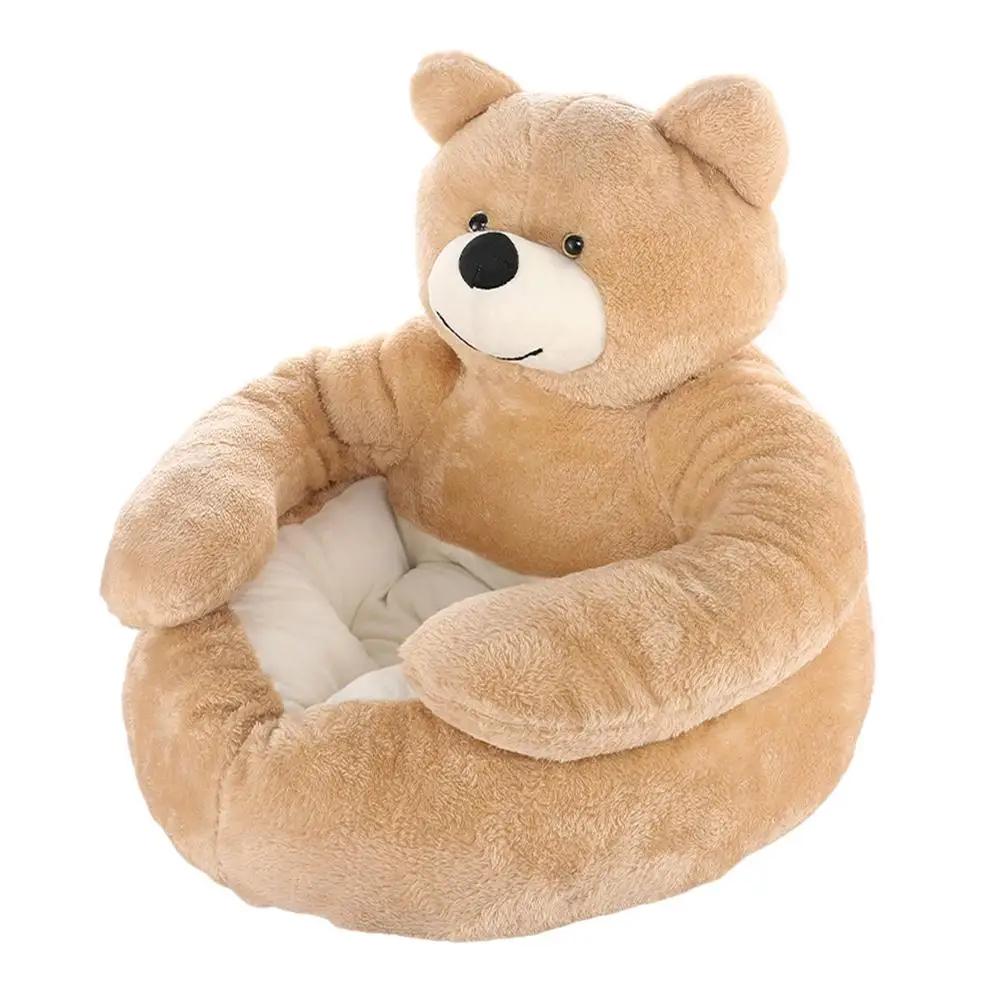 Cama de pelúcia em forma de urso para animais, sofá confortável para cães e gatos, cama de caixa lavável, almofada antiderrapante, sofá quente para animais - Image 1