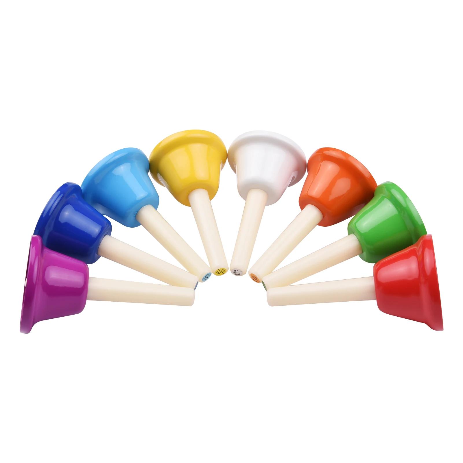 Handbell colorido para crianças, sino de metal diatônico, kit de sinos de percussão manual, brinquedo musical para crianças, aprendizado e ensino, 8 notas - Image 1
