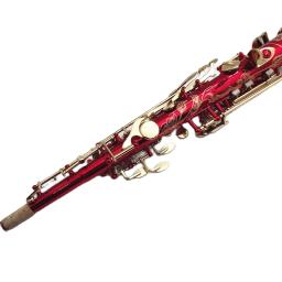 Soprano saxofone b plana vermelho cobre lacado ouro sax chaves de bronze woodwind instrumento com caso bocal frete grátis - Image 4