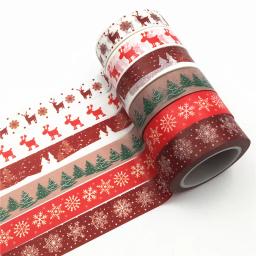 Natal Washi Fitas De Mascaramento, Listras De Rena De Floco De Neve, Kawaii Adesivos, Papelaria Scrapbooking Material Escolar, 1Pc - Image 1