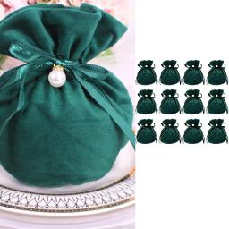 12 pçs/lote 10x12cm verde veludo malotes jóias embalagem display drawstring embalagem presente sacos & malotes - Image 5