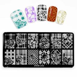 1pcs 6*12cm placas de estampagem de unha arte de animais/flor/letra/pena/modelo geométrico modelo de aço inoxidável ferramentas de imagem estêncil para arte - Image 5
