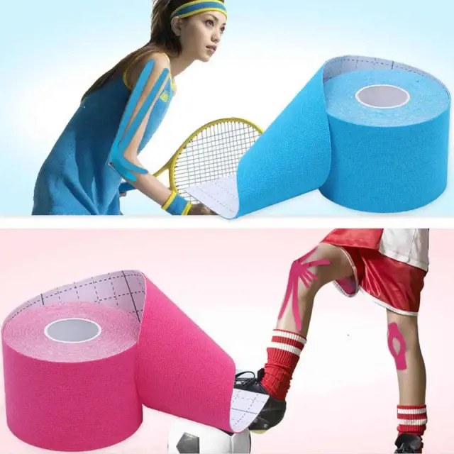 Bandagem Adesiva Esportiva Azul 5cm x 5m - Tecido Autoadesivo de Algodão para Proteção Muscular com Cores Elásticas e Pano Intra-Adesivo - 1 Peça