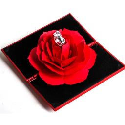 Anéis Elegantes Caixa de Exibição Caso Noivado Casamento, Flor Rosa Presente para o Amor, Suporte De Armazenamento De Jóias, Moda 3D, Caixa Vermelha Alegre - Image 2