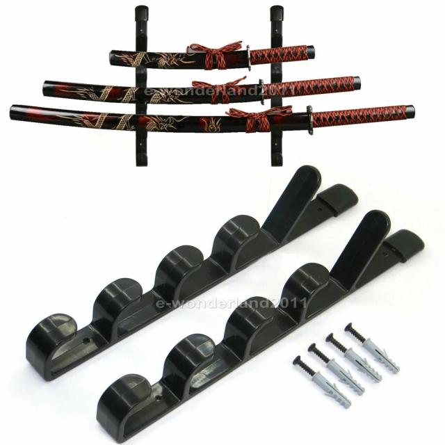 Suporte de Parede Preto para Espadas Samurai, 5 Camadas, Rack de Exibição para Katanas
