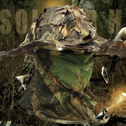 Camuflagem caça chapéu com bionic 3d real folha de árvore caça boné chapéu de pesca para ao ar livre - Image 1