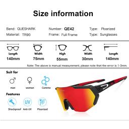 QUESHARK-Óculos de sol polarizados para homens e mulheres, óculos esportivos bicicleta, óculos de estrada, MTB Riding Goggles, QE42, 3 Lens Set - Image 6