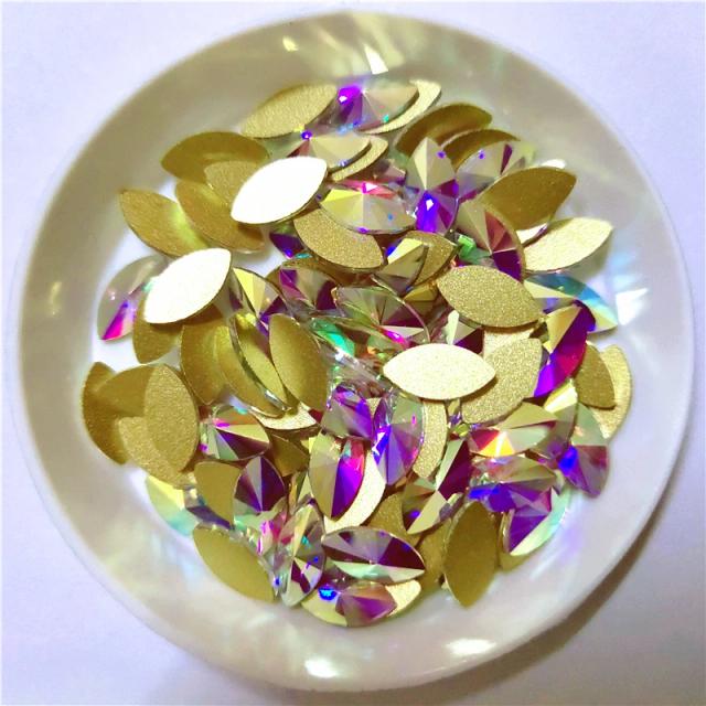Olho de Cavalo Strass 3D para Nail Art - Diamante Flat Bottom, Glitter Glass e Decoração de Cristal de Alta Qualidade