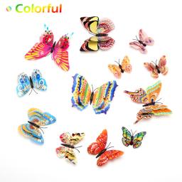 Adesivos de parede de borboleta 3d dupla camada rosa, decoração para casa, arte decorativa, adesivo de decalque de parede, borboletas para ímã de geladeira - Image 3