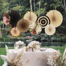 Papel de seda vintage com impressão chinesa, 8 espaços, pendurado em leques, flores, artesanato para festa de aniversário, casamento, chá de bebê, decoração - Image 4