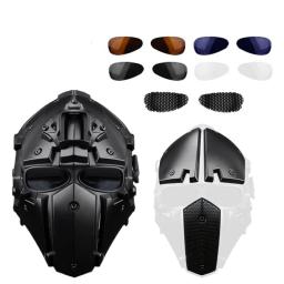 Máscara de Paintball Rosto Completo com Capacete Protetor Ajustável, Máscara de Airsoft Tático, Exército Militar, Jogo CS, Novo - Image 3