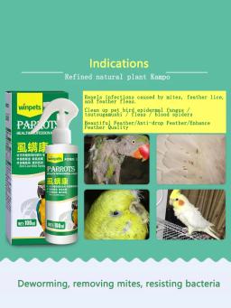 Pássaro repelente de insetos papagaio suprimentos além de penas, piolhos, ácaros, esterilização, in vitro inseto spray, starling thro - Image 1