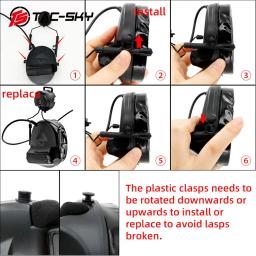 TAC-SKY capacete tático arco pista suporte fone de ouvido comtac ii silicone protetores de orelha caça redução ruído fone de ouvido bk - Image 5